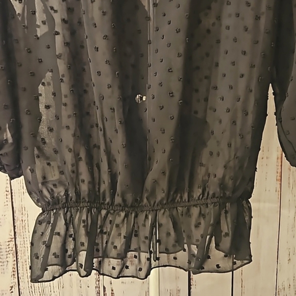 Jon & Anna Contemporary Sheer Ruffle and Dot Pattern Blouse - Picture 6 of 7